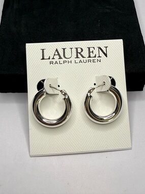 Lauren Ralph Lauren Chunky Silver Hoop Earrings